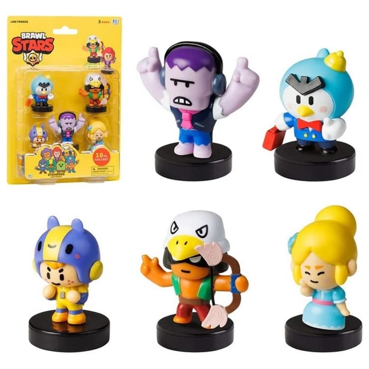 PMI International Brawl Stars Character Stamps 5pk Frank Bo Mr. P Piper Bea Epic Game Figures